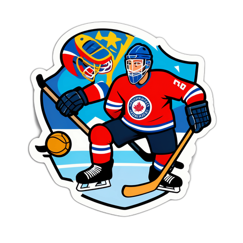 Nálepka spojující fotbal a hokej v jednom