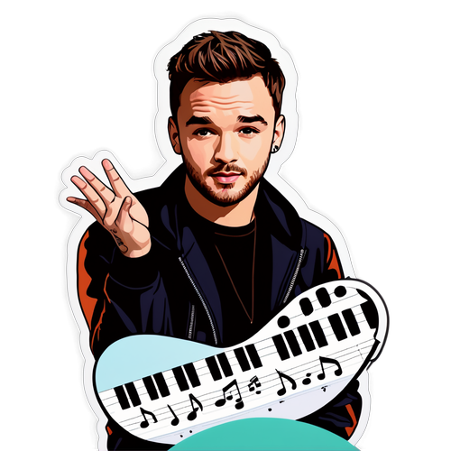 Autocollant de Liam Payne avec éléments musicaux