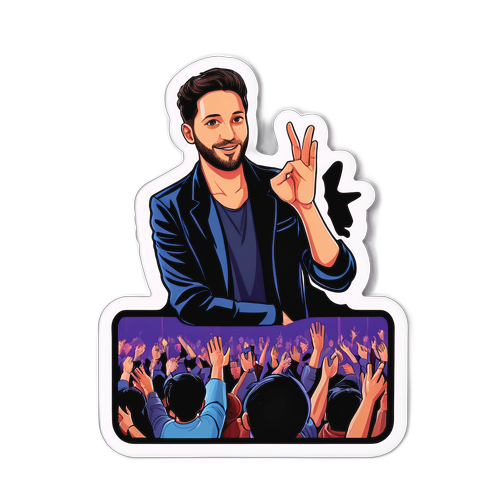 ת sticker מעניין של איתי לוי מופיע על במה מול קהל מעריצים