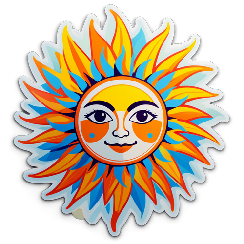 Sticker Artístico del Sol Retro