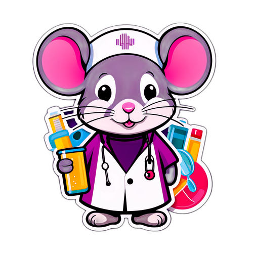 Une souris colorée avec un bandeau de médecin pour la recherche sur le cancer du pancréas