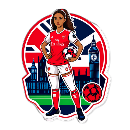 Сестра волка на фоне Лондона с элементами клуба Арсенал