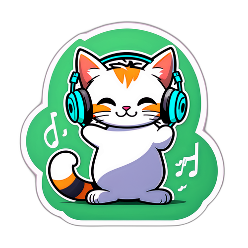 音楽を楽しむ猫キャラクター