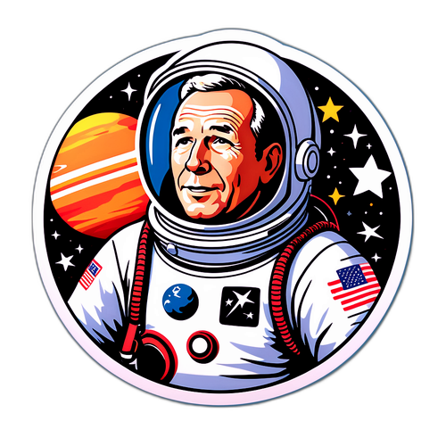 RetroSticker af Jim Lovell i rumdragt