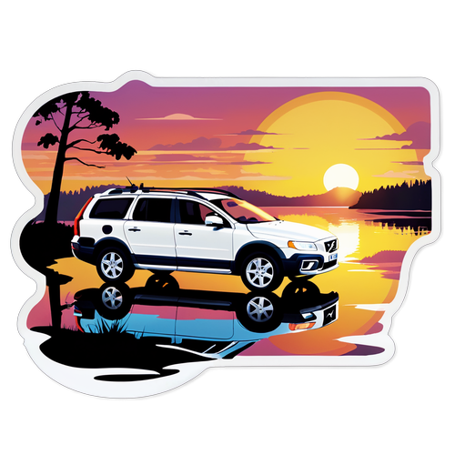 Volvo XC70 bij het Meer bij Zonsopgang