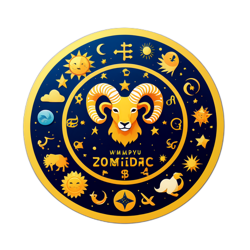 Знак Зодиака с символом и ежедневным гороскопом, указывающим положительные утверждения