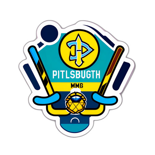 Наклейка с хоккейными элементами и символами Питтсбурга и Миннесоты