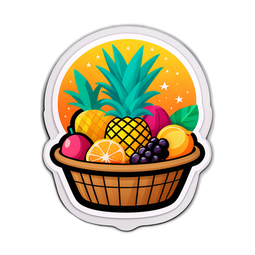 Sticker de Canasta de Frutas Tropicales