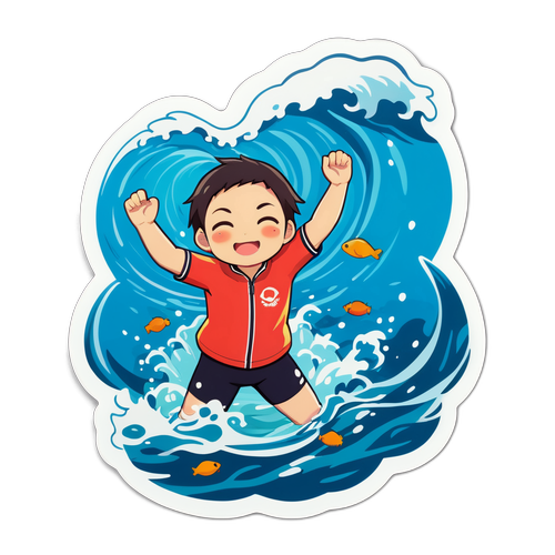 春の海で泳ぐツキイマイ