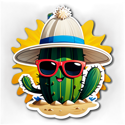 Malambing na Cartoon Cactus na Sticker