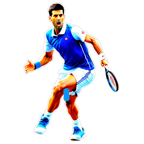 Adesivo vibrante di Novak Djokovic in azione