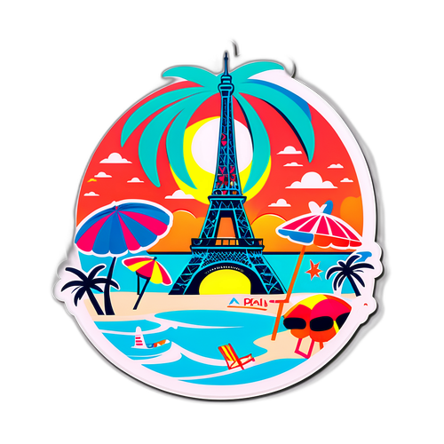 Stiker Ceria Miami dan Menara Eiffel