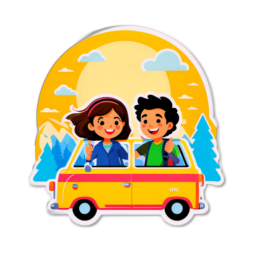 快乐公路旅行的情侣