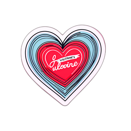 Minimalist ilustracja serca z walentynkowymi cytatami