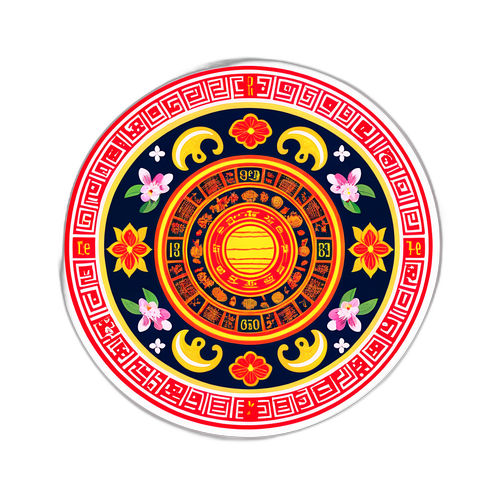 Sticker Lịch Âm với Biểu Tượng Tết Truyền Thống Việt Nam