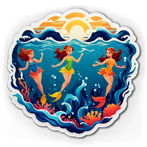 Sticker mit mysteriösen Sirenen im Ozean
