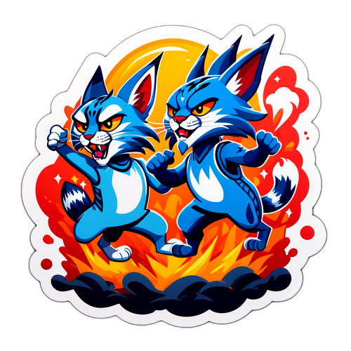 Sticker ng Lynx at Fever Mascot sa Isang Masiglang Duel