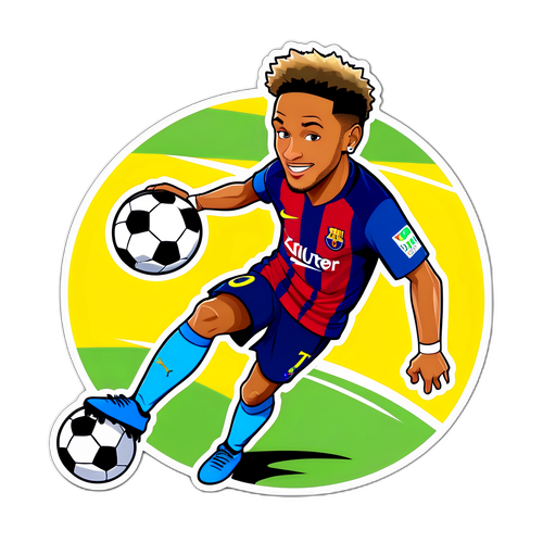 Autocollant de Neymar avec un ballon de football