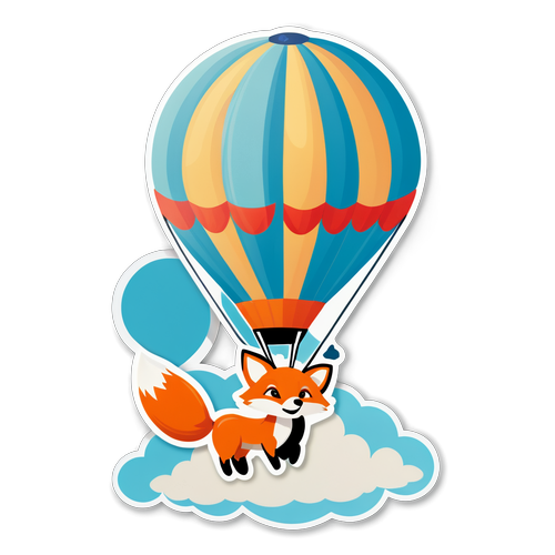 Whimsical Fox in Hot Air Balloon