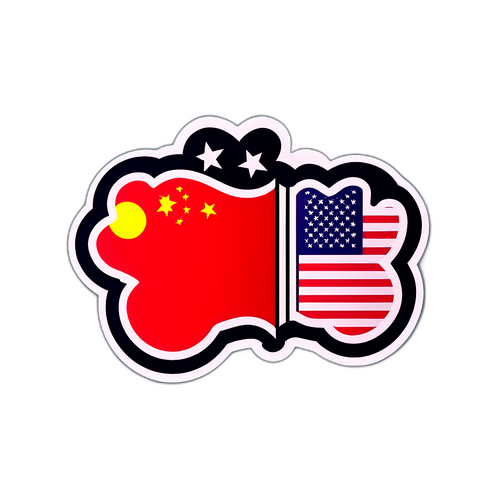 Креативная иконка, символизирующая экономические отношения между США и Китаем