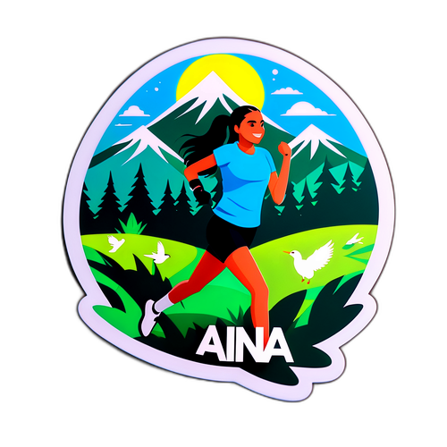 Design samolepky pro Ainu, která spojuje sportovní ducha s přírodou