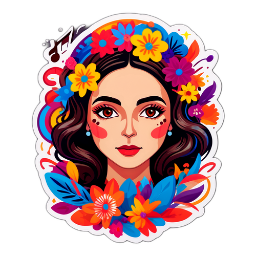 Sticker design cu un portret artistic al Mariei Banica