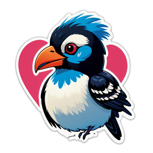Happy Love-struck Magpie Sticker