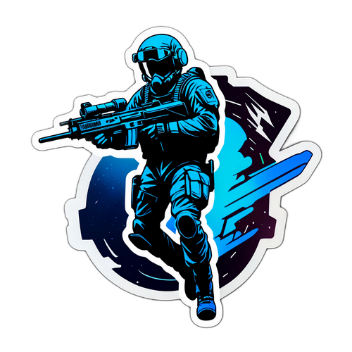 Battlefield 6 Aufkleber mit futuristischem Soldaten und Kampfjet