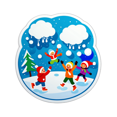 Chwilośnie dzieci bawiące się w śniegu