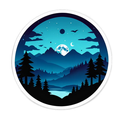 Lua Cheia Sobre Paisagem Noturna