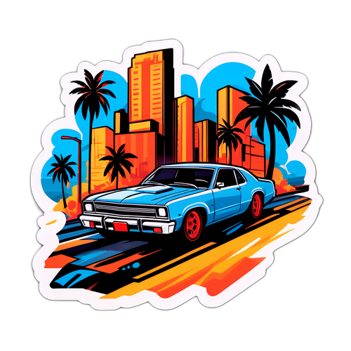 GTA 6 Autó és Városi Táj Sticker
