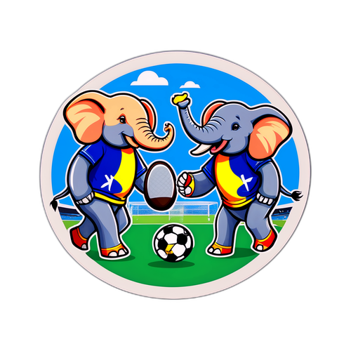 Zábavný design s Elefanty hrajícími fotbal