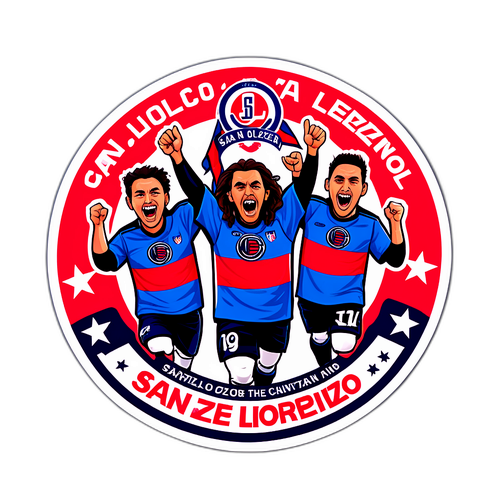 Sticker de los famosos hinchas de San Lorenzo apoyando con banderas y cánticos