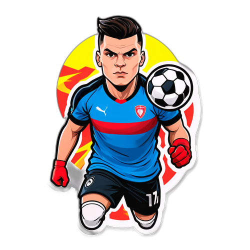 Illustrazione Granit Xhaka in stile supereroe