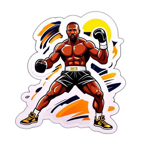 メイウェザーのトレーニングシーンを捉えたダイナミックなデザイン