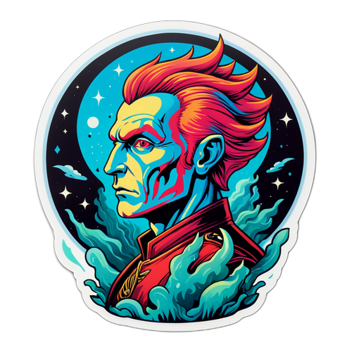 Surrealní nálepka s Michalem Martinkem v fantasy prostředí