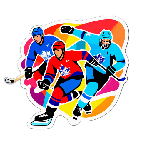 Παιίκτες Χόκεϊ στον Πάγο με Δυναμικές Πόζες για τους Χειμερινούς Ολυμπιακούς Αγώνες 2026