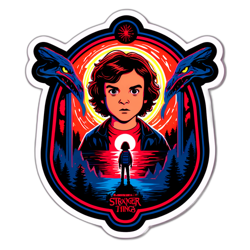 Aufkleber mit Stranger Things Motiv und mysteriösem Portal zu Staffel 5