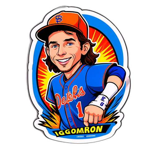 Cartoon Sticker of Jacob deGrom - Strikeout King