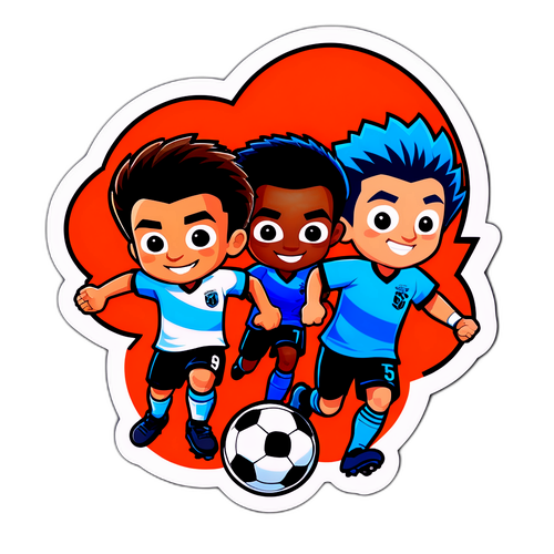 Stiker Pemain Bola Sepak Kartun untuk Pertandingan Santos vs Mirassol