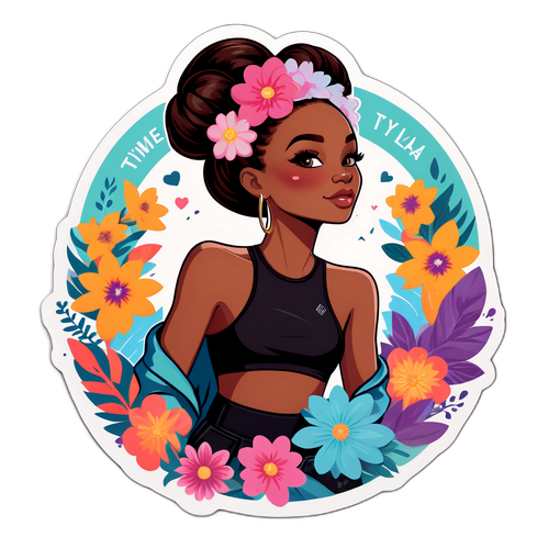 Trendy Floral Motivational Sticker Featuring Tyla