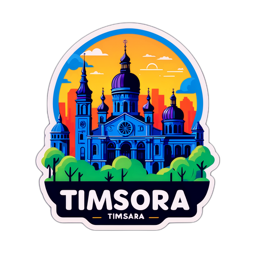 Skyline Timisoara cu textul 'ISCTR Timisoara'