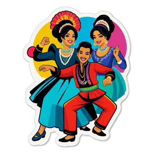 Stiker Pesta Tari Dangdut yang Ceria