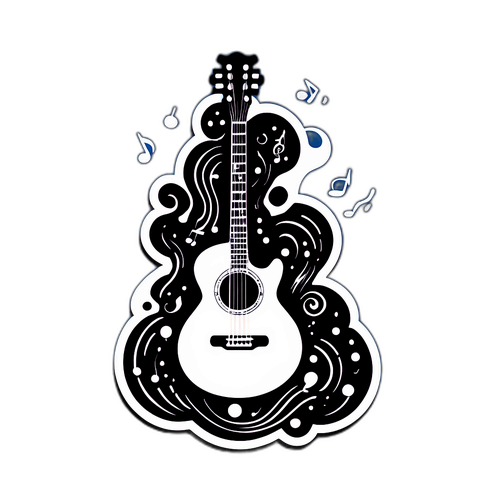 Chitarra Minimalista con Note Musicali