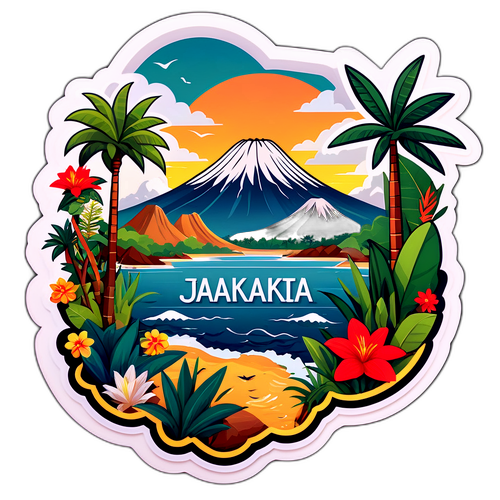 Sticker de Jakarta con elementos naturales