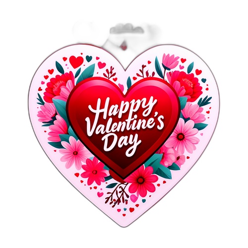 Стильний ілюстративний дизайн у формі серця з текстом 'З Днем Святого Валентина'