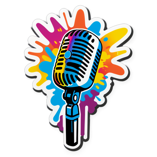 Microphone sur scène éclaboussé de couleurs vives