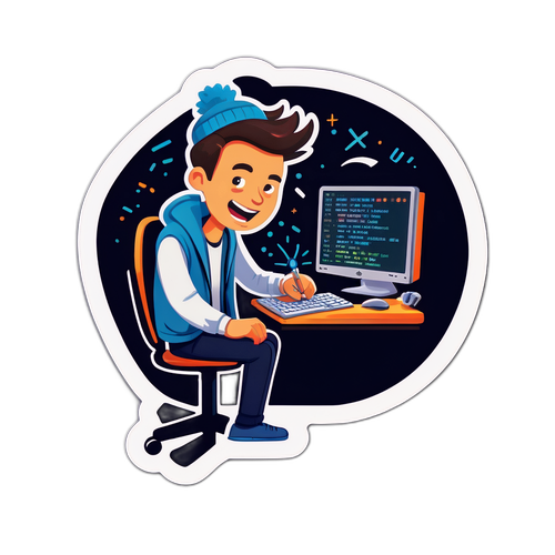 Humorní nálepka "P Full-time coder "