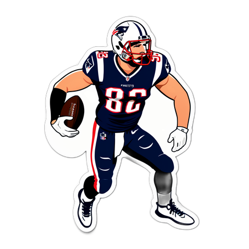 Autocollant représentant le logo des New England Patriots avec une illustration stylisée du joueur Travis Kelce