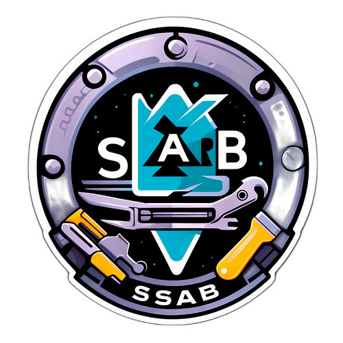 SSAB Logo med Verktyg och Stålbjälkar